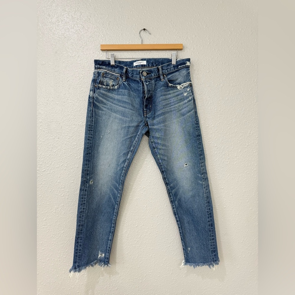 Moussy Blue Distressed Cropped Ankle Jeans